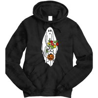 Floral Ghost Halloween Graphic Tie Dye Hoodie