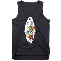 Floral Ghost Halloween Graphic Tank Top