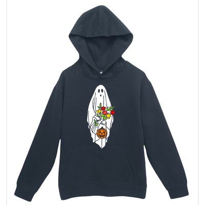 Floral Ghost Halloween Graphic Urban Pullover Hoodie