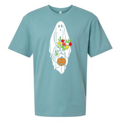 Floral Ghost Halloween Graphic Sueded Cloud Jersey T-Shirt