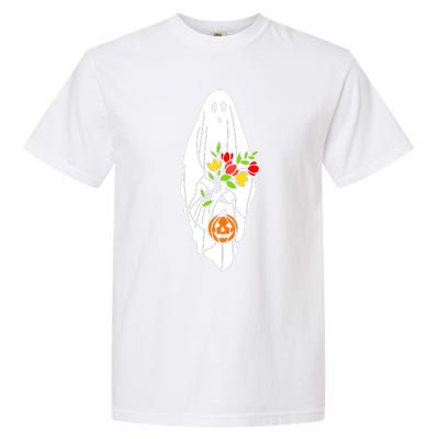 Floral Ghost Halloween Graphic Garment-Dyed Heavyweight T-Shirt