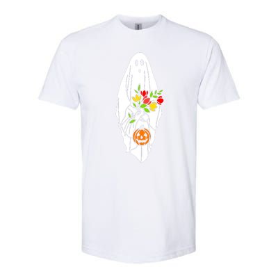 Floral Ghost Halloween Graphic Softstyle CVC T-Shirt