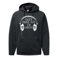 Funny Gamer Headset I Cant Hear You Im Gaming Performance Fleece Hoodie