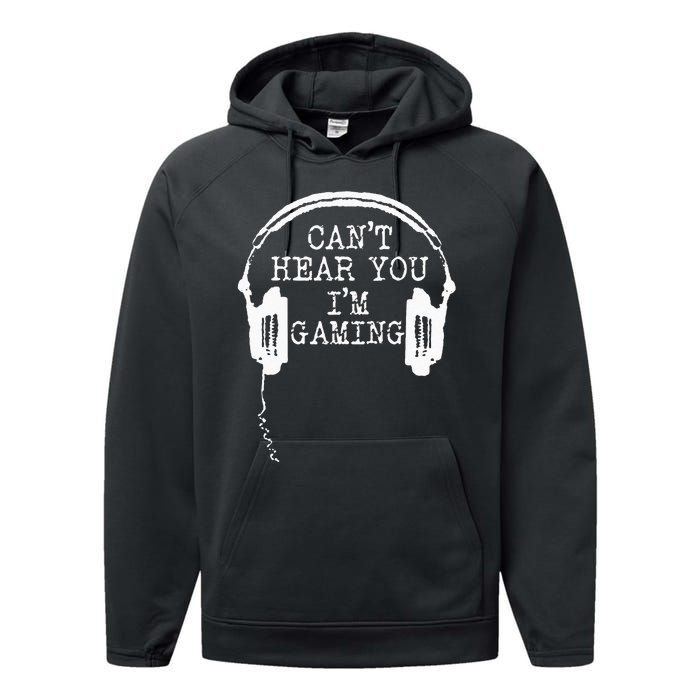 Funny Gamer Headset I Cant Hear You Im Gaming Performance Fleece Hoodie