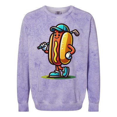 Funny Golf Hot Dog Colorblast Crewneck Sweatshirt