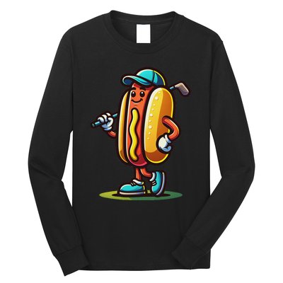 Funny Golf Hot Dog Long Sleeve Shirt