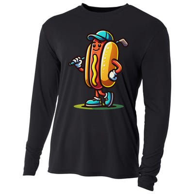 Funny Golf Hot Dog Cooling Performance Long Sleeve Crew