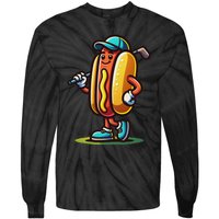 Funny Golf Hot Dog Tie-Dye Long Sleeve Shirt