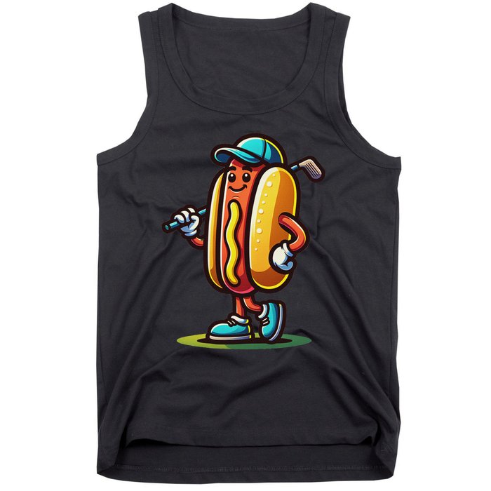 Funny Golf Hot Dog Tank Top