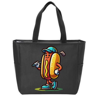 Funny Golf Hot Dog Zip Tote Bag