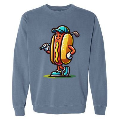 Funny Golf Hot Dog Garment-Dyed Sweatshirt