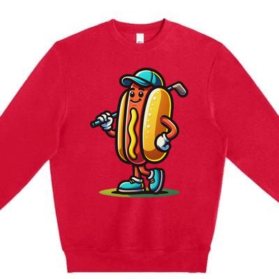 Funny Golf Hot Dog Premium Crewneck Sweatshirt