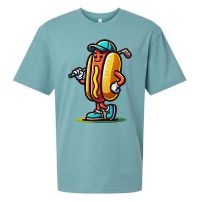 Funny Golf Hot Dog Sueded Cloud Jersey T-Shirt