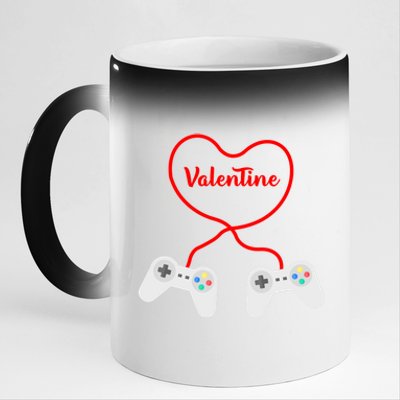 Funny Gamer Heart Design Cool Valentine's Day Video Games Great Gift 11oz Black Color Changing Mug