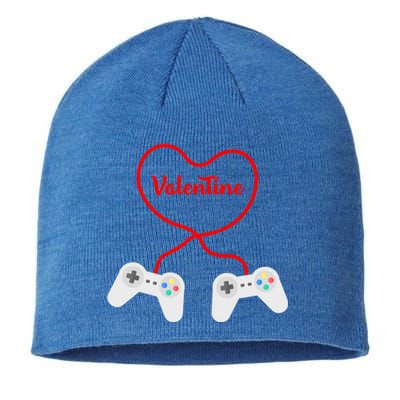 Funny Gamer Heart Design Cool Valentine's Day Video Games Great Gift Sustainable Beanie