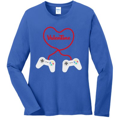 Funny Gamer Heart Design Cool Valentine's Day Video Games Great Gift Ladies Long Sleeve Shirt