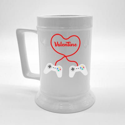 Funny Gamer Heart Design Cool Valentine's Day Video Games Great Gift Beer Stein