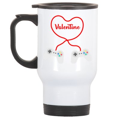 Funny Gamer Heart Design Cool Valentine's Day Video Games Great Gift Stainless Steel Travel Mug