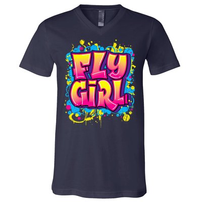 Fly Girl Hip Hop 80s 90s Dance Bgirl Urban Graffiti Style V-Neck T-Shirt