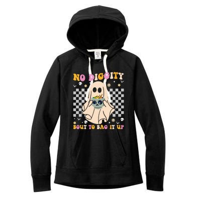 Funny Ghost Halloween Design No Diggity Bout To Bag It Up Cute Gift Women's Fleece Hoodie