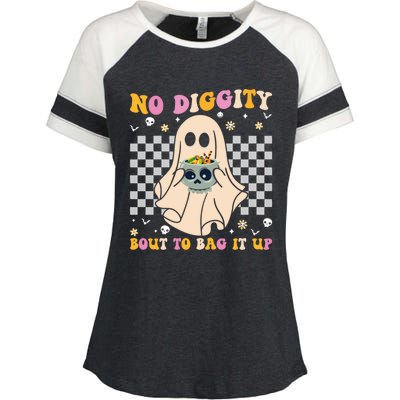 Funny Ghost Halloween Design No Diggity Bout To Bag It Up Cute Gift Enza Ladies Jersey Colorblock Tee