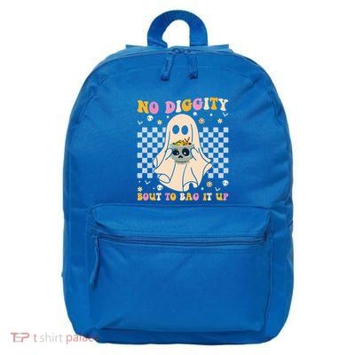 Funny Ghost Halloween Design No Diggity Bout To Bag It Up Cute Gift 16 in Basic Backpack