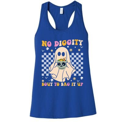 Funny Ghost Halloween Design No Diggity Bout To Bag It Up Cute Gift Women's Racerback Tank