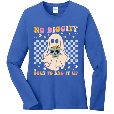 Funny Ghost Halloween Design No Diggity Bout To Bag It Up Cute Gift Ladies Long Sleeve Shirt