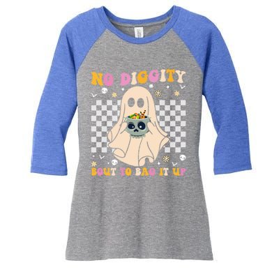 Funny Ghost Halloween Design No Diggity Bout To Bag It Up Cute Gift Women's Tri-Blend 3/4-Sleeve Raglan Shirt