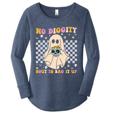 Funny Ghost Halloween Design No Diggity Bout To Bag It Up Cute Gift Women's Perfect Tri Tunic Long Sleeve Shirt