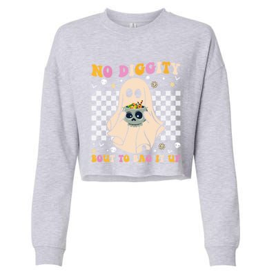 Funny Ghost Halloween Design No Diggity Bout To Bag It Up Cute Gift Cropped Pullover Crew