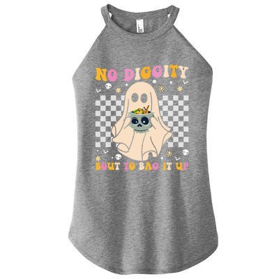 Funny Ghost Halloween Design No Diggity Bout To Bag It Up Cute Gift Women's Perfect Tri Rocker Tank