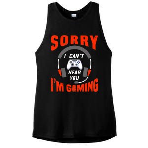 Funny Gamer Headset I Can't Hear You I'm Gaming Ladies PosiCharge Tri-Blend Wicking Tank