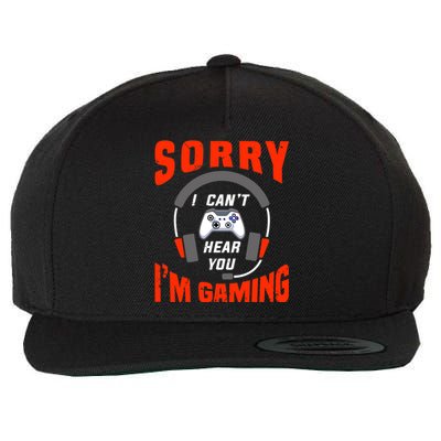 Funny Gamer Headset I Can't Hear You I'm Gaming Wool Snapback Cap