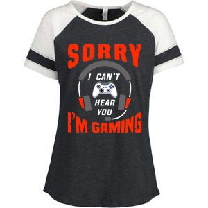 Funny Gamer Headset I Can't Hear You I'm Gaming Enza Ladies Jersey Colorblock Tee