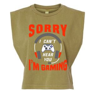 Funny Gamer Headset I Can't Hear You I'm Gaming Garment-Dyed Women's Muscle Tee