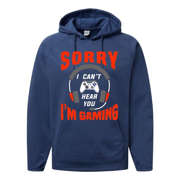 Funny Gamer Headset I Can't Hear You I'm Gaming Performance Fleece Hoodie