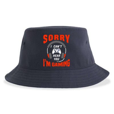 Funny Gamer Headset I Can't Hear You I'm Gaming Sustainable Bucket Hat