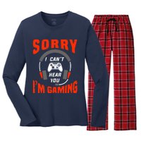 Funny Gamer Headset I Can't Hear You I'm Gaming Women's Long Sleeve Flannel Pajama Set 