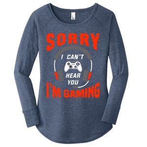 Funny Gamer Headset I Can't Hear You I'm Gaming Women's Perfect Tri Tunic Long Sleeve Shirt