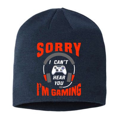 Funny Gamer Headset I Can't Hear You I'm Gaming Sustainable Beanie