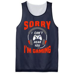 Funny Gamer Headset I Can't Hear You I'm Gaming Mesh Reversible Basketball Jersey Tank