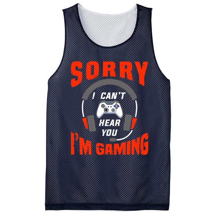 Funny Gamer Headset I Can't Hear You I'm Gaming Mesh Reversible Basketball Jersey Tank