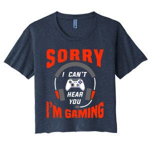 Funny Gamer Headset I Can't Hear You I'm Gaming Women's Crop Top Tee