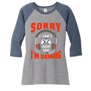 Funny Gamer Headset I Can't Hear You I'm Gaming Women's Tri-Blend 3/4-Sleeve Raglan Shirt