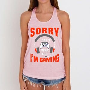 Funny Gamer Headset I Can't Hear You I'm Gaming Women's Knotted Racerback Tank