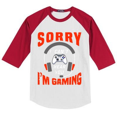 Funny Gamer Headset I Can't Hear You I'm Gaming Kids Colorblock Raglan Jersey