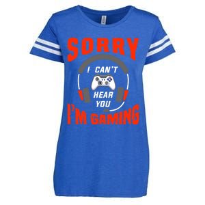 Funny Gamer Headset I Can't Hear You I'm Gaming Enza Ladies Jersey Football T-Shirt