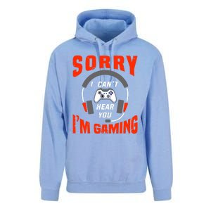 Funny Gamer Headset I Can't Hear You I'm Gaming Unisex Surf Hoodie