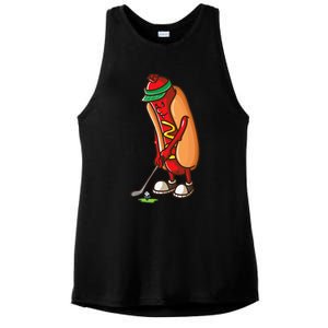 Funny Golfing Hot Dog Golf Gifts For Golfer Ladies PosiCharge Tri-Blend Wicking Tank